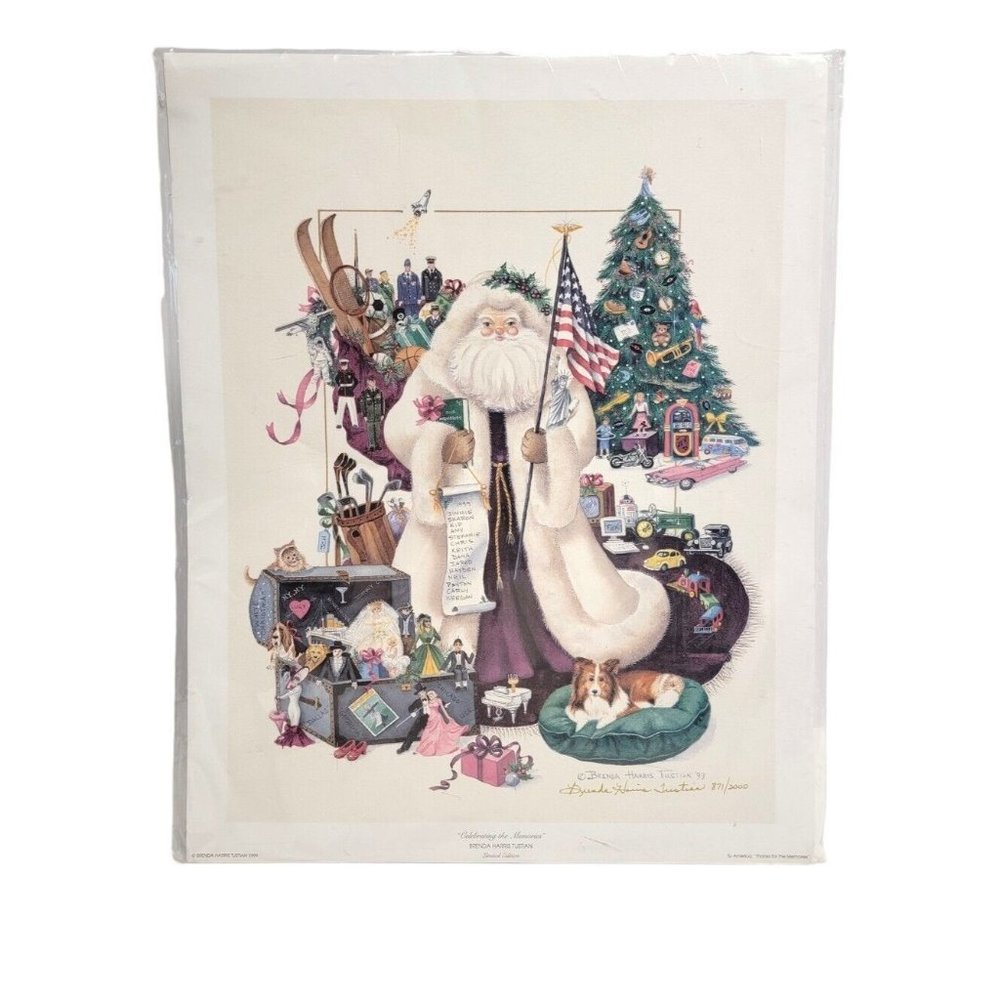 Brenda Harris Tustian Signed Numbered 871/2000 Celebrating The Memories Santa